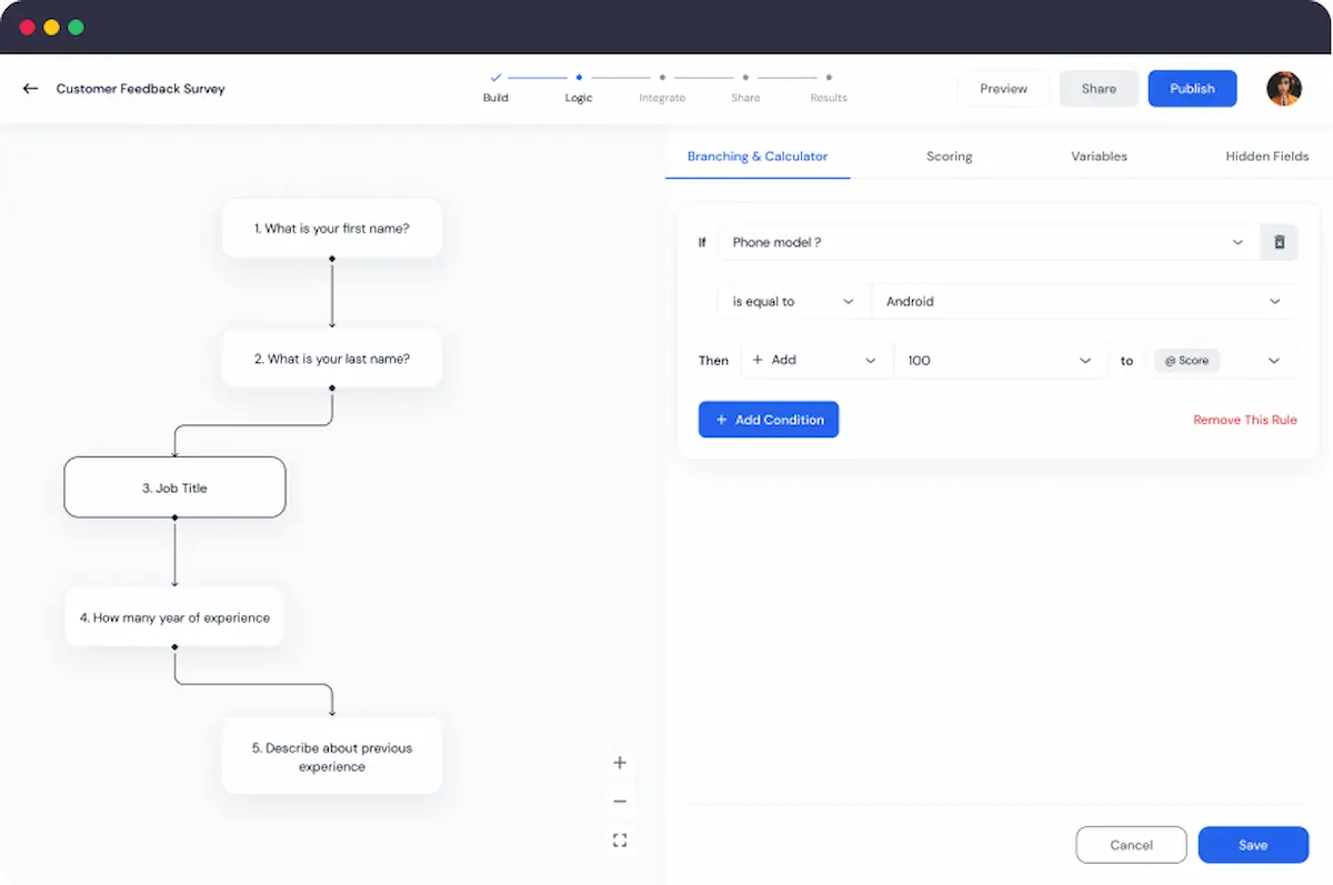 Be relevant with branching & calculation.